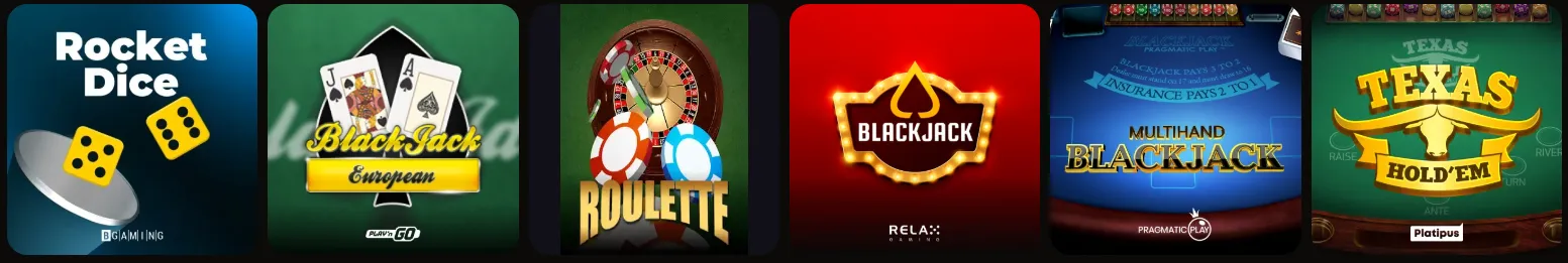Tafelspellen zoals blackjack en roulette bij Pokobet Casino